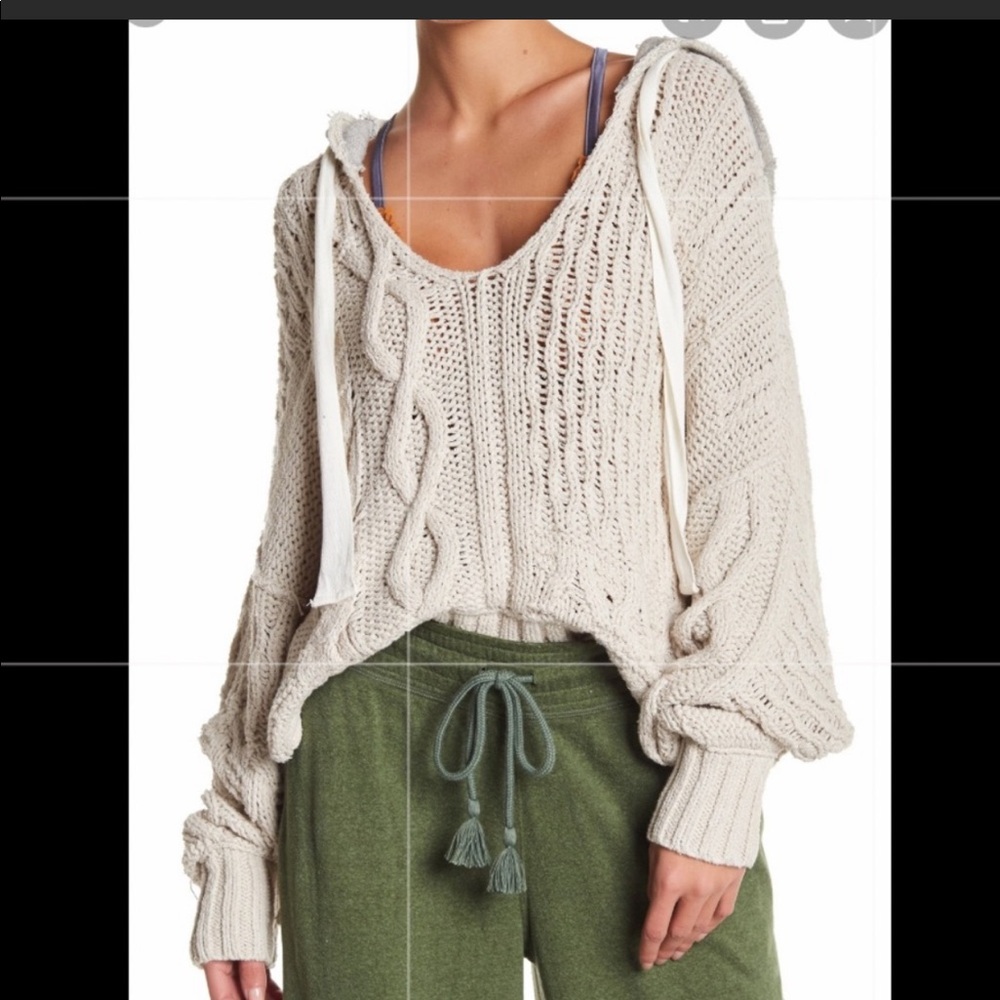 FREE PEOPLE TIERRA CABLE KNIT HOODIE